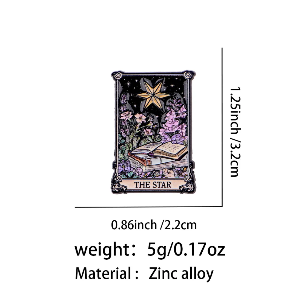 Vintage Mystic Tarot Brooch Enamel Badges with Star Sun and Moon Designs Bags Clothes and Accessories