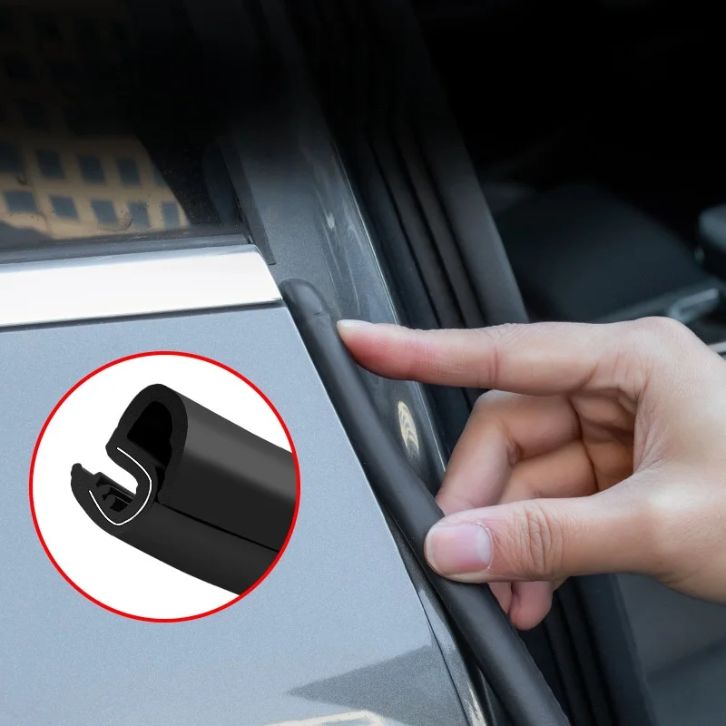 2pcs Car Door Edge Seal Strip B Pillar Car Rubber Weatherstrip Sound Insulation Sealing Strips Anti-Scratch Protector