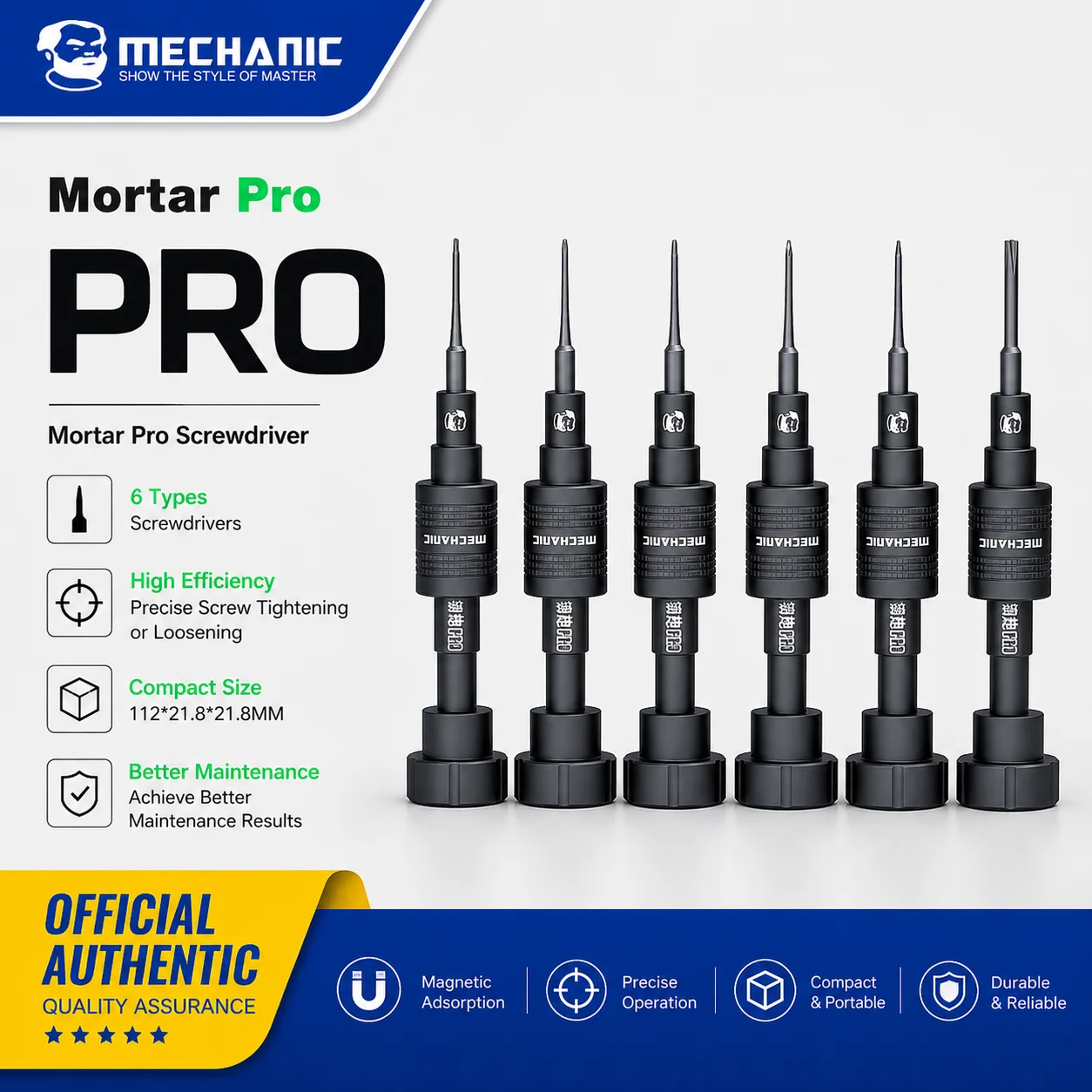 Mechaniker Mortar Pro Schraubendreher für iPhone Notebook Uhr Reparatur mit magnetischem Schraubendreher-Set Kreuz Y-Typ Torx Reparaturwerkzeuge
