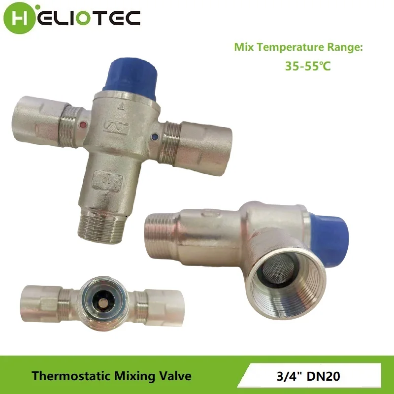 Heliotec 3/4 Inch DN20 Solar Heater Thermostatic Mixing Valve Pipe Valve Building Materials Standard