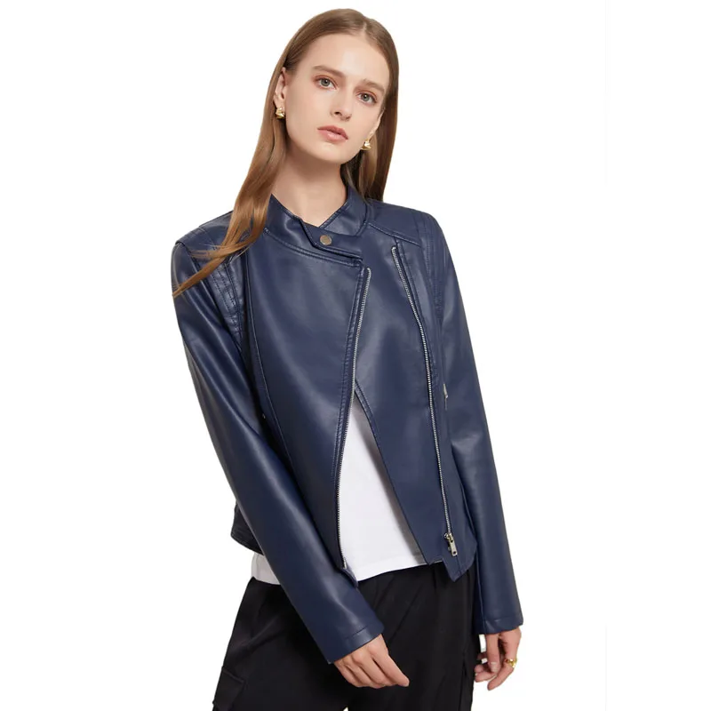 New Spring Autumn Women Short Faux Leather Jacket Slim Fashion Punk Outwear Motorcycle Leather Jacket Female Casual Coat WF269