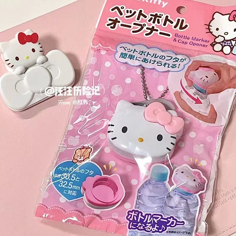 Kawaii Sanrio Hello Kitty Mineral Water Bottle Opener Cap Screw Cute Cartoon Anime Portable Water Drinking Tool Girls Gifts Toys
