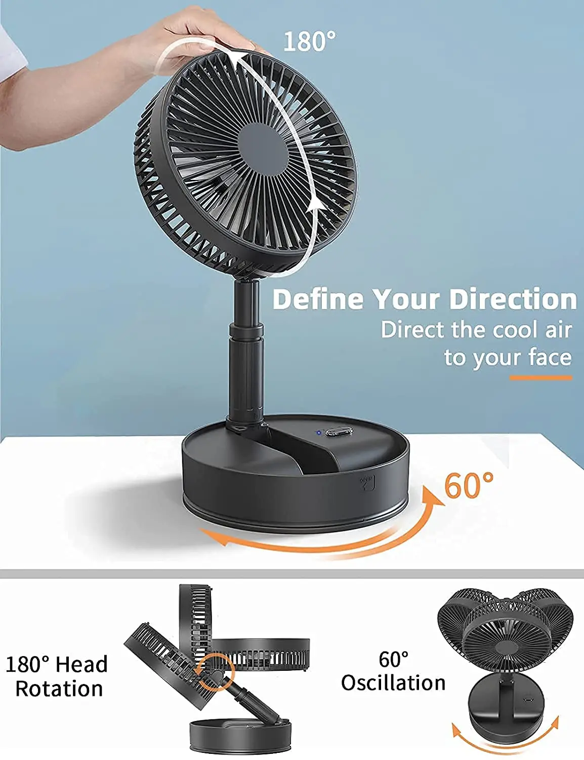 7200MAh แบตเตอรี่ดำเนินการ8นิ้วขนาดเล็กพัดลมระบายความร้อนด้วยรีโมทคอนโทรลจับเวลาแบบพกพาตารางฐานแฟนๆ