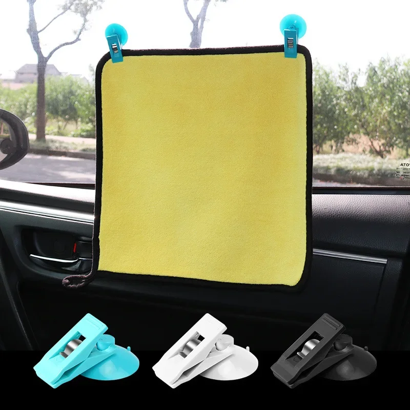 Portable Car Interior Window Clip Installation Organizing Clip Plastic Suction Cup Removable Bracket for Sunshade Curtain Bills