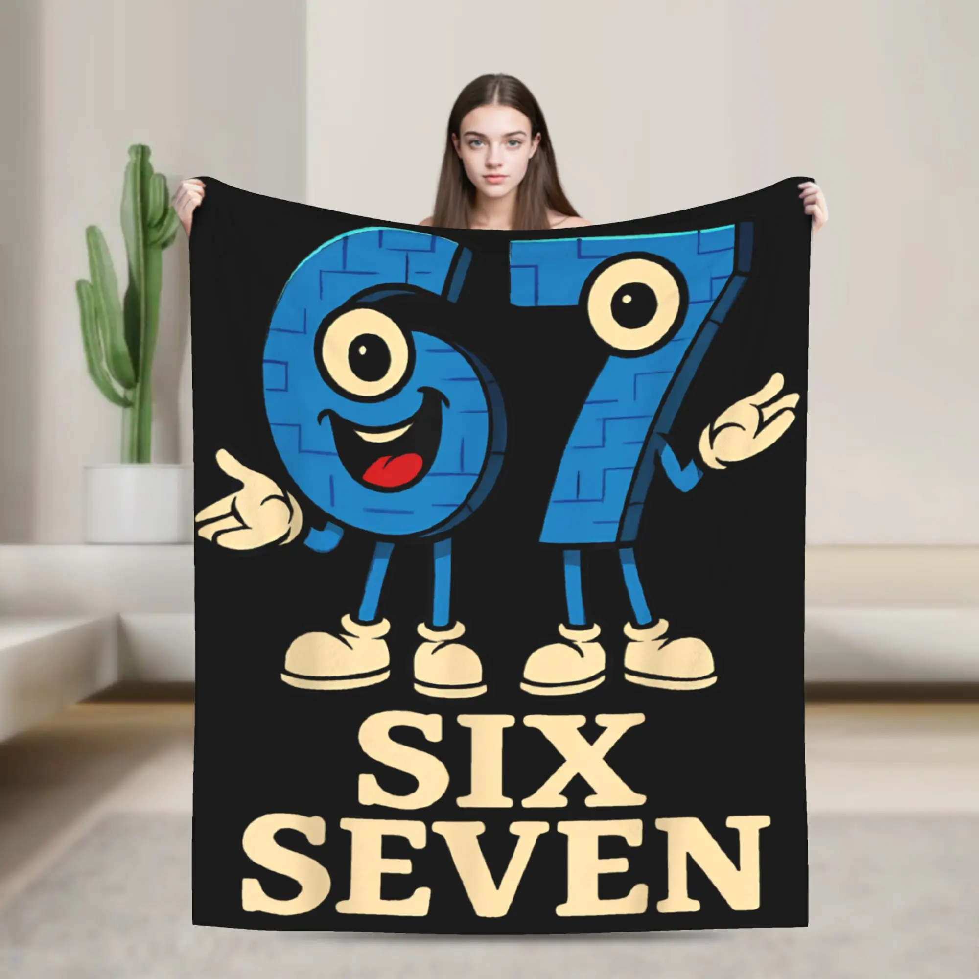 

67 Six Seven 6-7 Funny Italian Brainrot Throw Blanket for Couch Soft Cozy Plush Blanket 50x60 Inches Multiple Sizes Bedspread