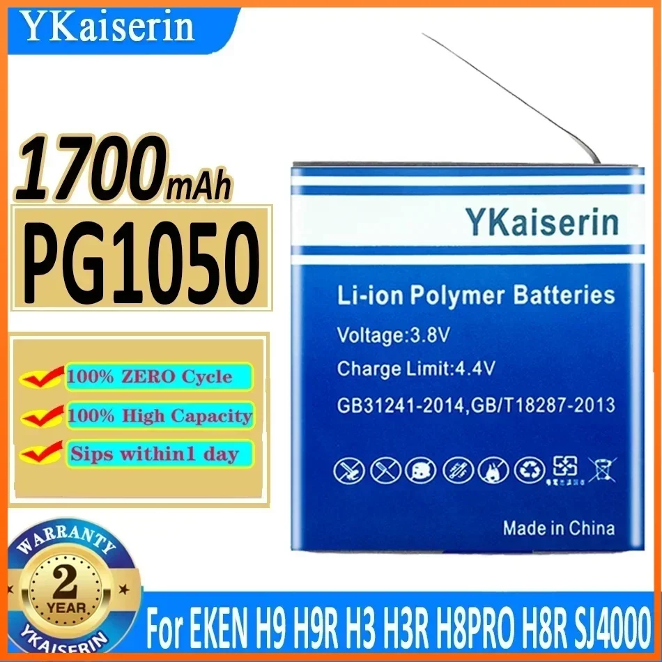 YKaiserin  PG1050 PG 1050 1700mAh Battery for EKEN H9 H9R H3 H3R H8PRO H8R SJ4000 SJCAM SJ5000 M10 SJ5000X Camera Batteries