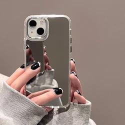 Luxury Make Up Mirror Case For iPhone 11 Fundas Coque Iphone 16 17 Air 15 13 14 12 Pro Max XR X XS Silicon Electroplated Covers