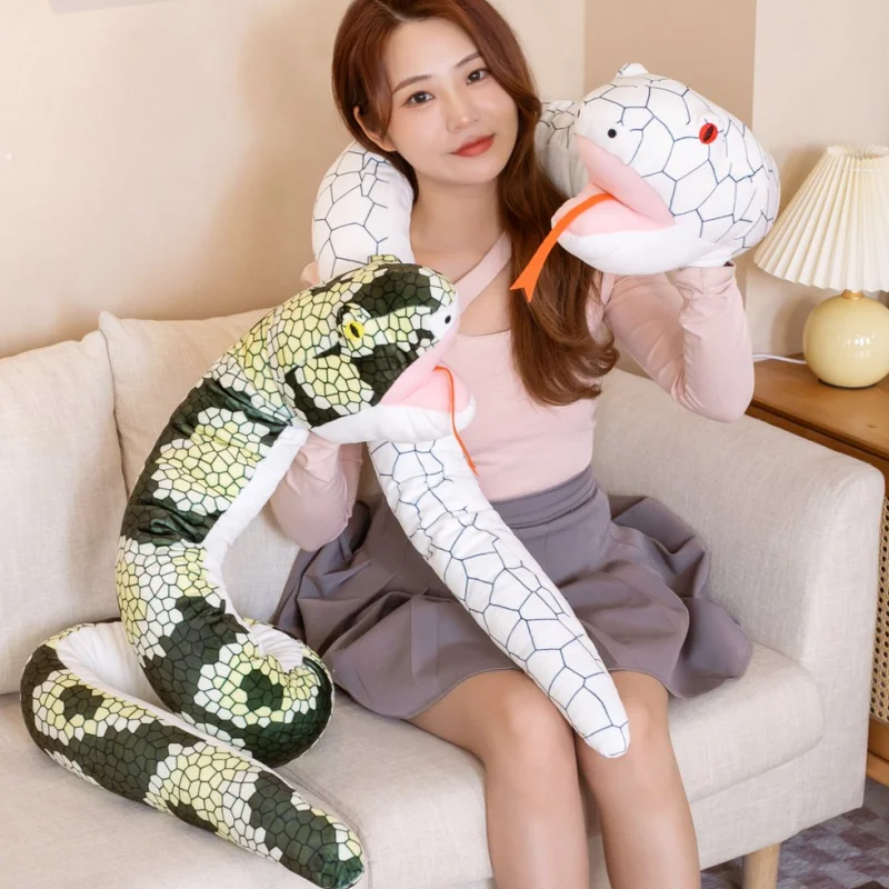 

1pc 165CM Simulated Python Snake Plush Toy Down Cotton Long Stuffed Snake Plushie Funny Gift