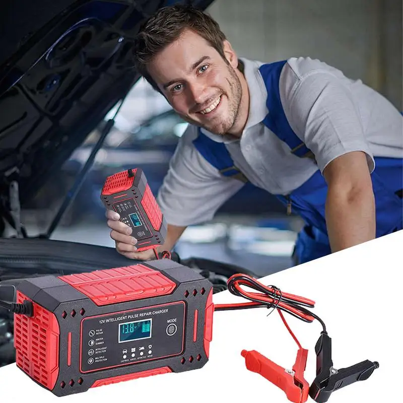 Car Battery Charger Portable 12V 6A Automobile Battery Charger Battery Desulfator Maintainer Trickle Charger Electric Car Batter