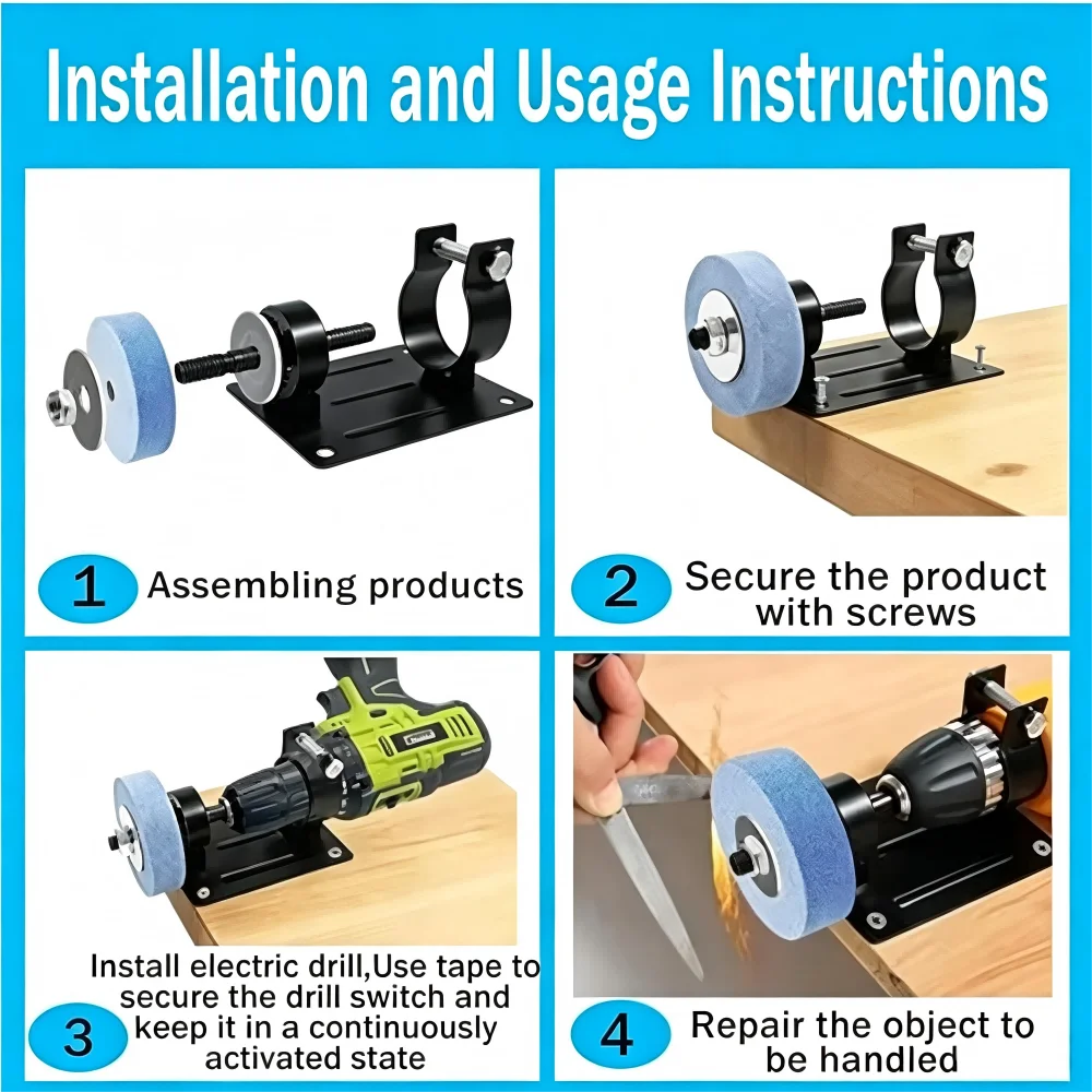 Grinding Wheel Holder Stand Set for Drill Bit Sharpener Hand Drill Rotary Tool Sharpening Stand with Fixed Base for Polishing