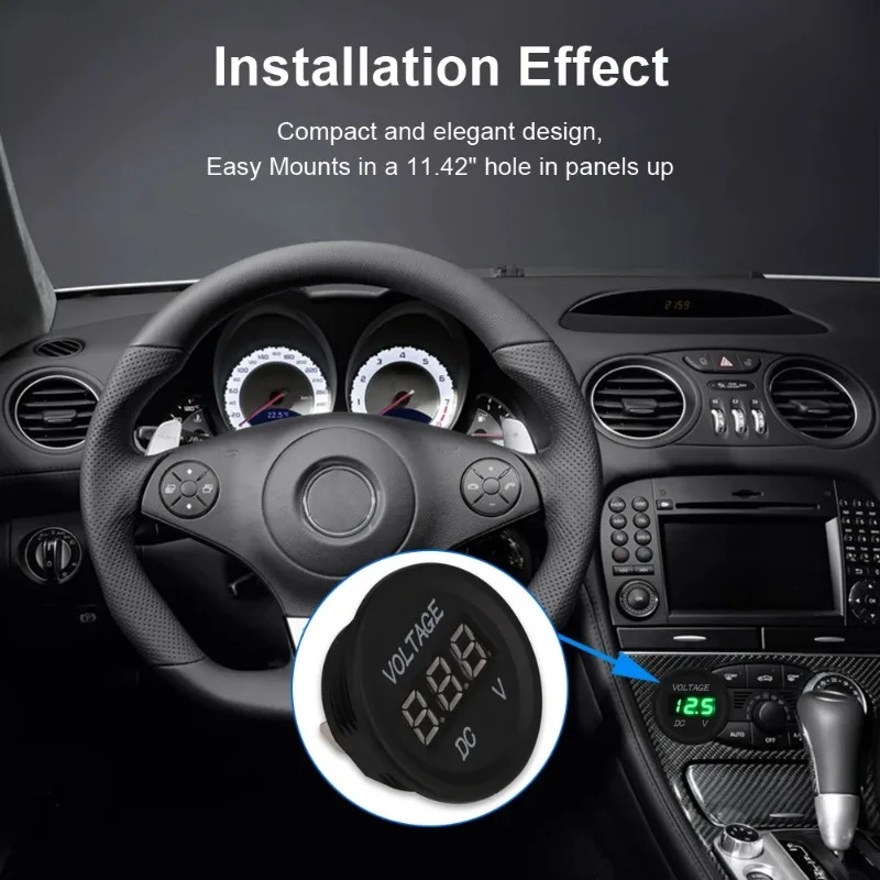 

Volt Gauge DC 12V-24V Digital Voltmeter For Vehicles Motorcycle Universal Waterproof Voltmeter Gauge With Red Blue Green Display