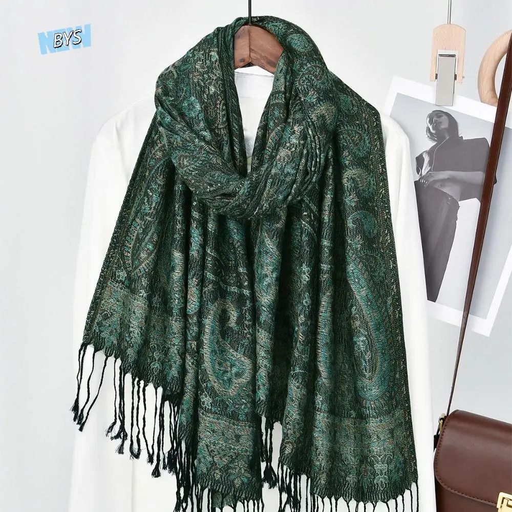 

Fashion Printed Ethnic Style Scarf Long Tassel Hijab Scarf Thin Jacquard Wraps Shawl Women