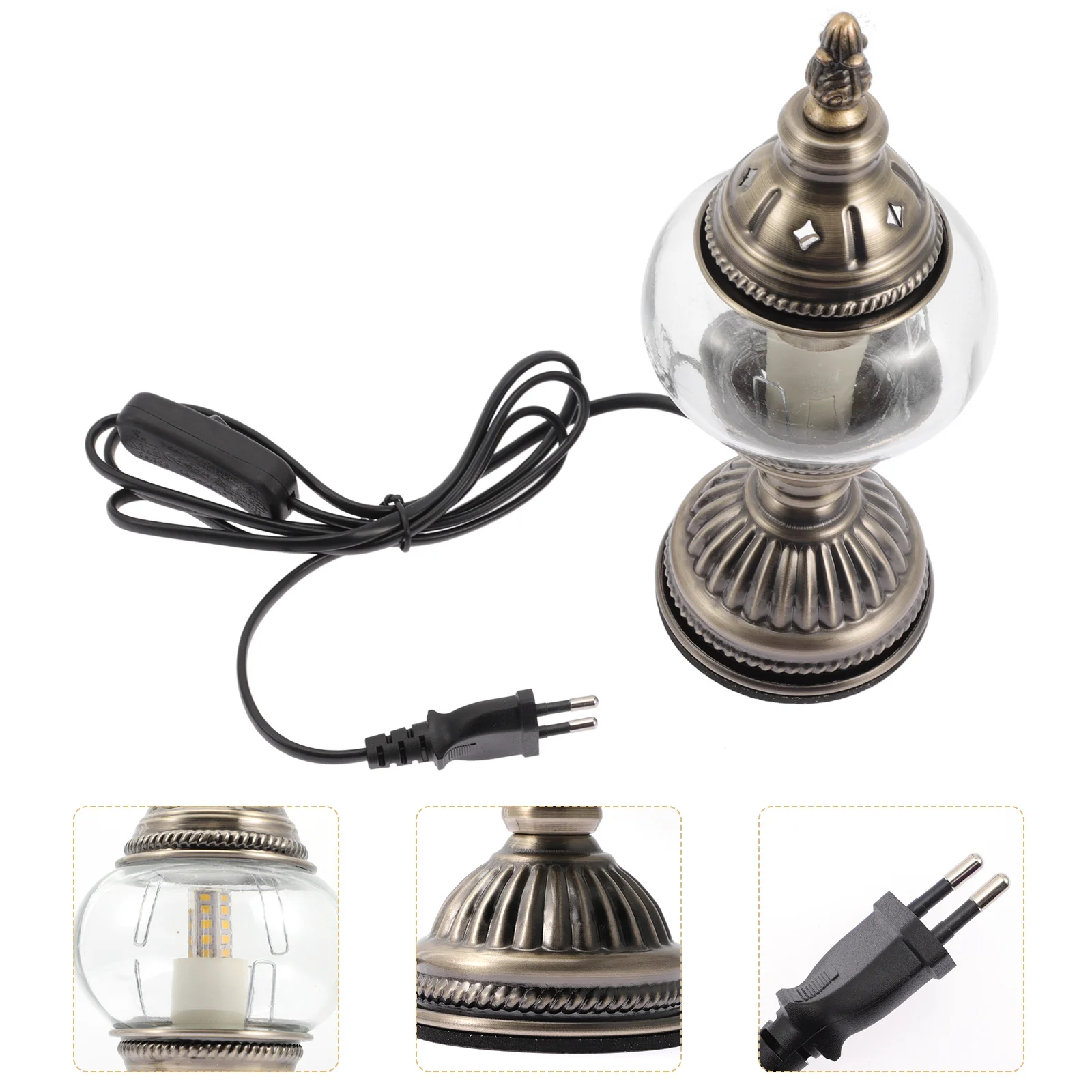 

Retro Desktop Lamp with Eu Plug Simple Design Night Light for Bedroom Bedside Tabletop Decorative Use LED Small Night Lamp