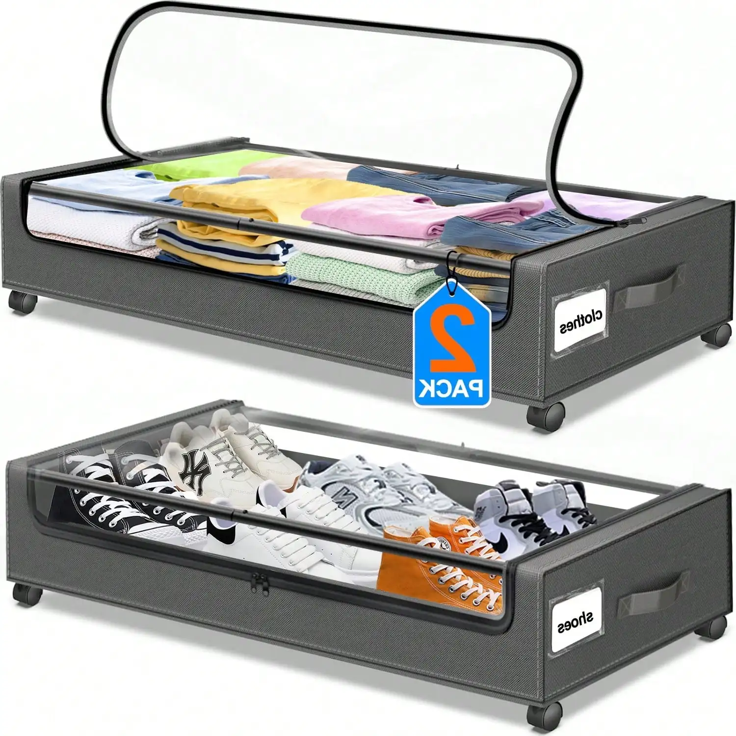 

Under Bed Storage With Wheels, Under Bed Shoe Storage Organizer, Rolling Under Bed Metal Drawer For Clothes, Blankets