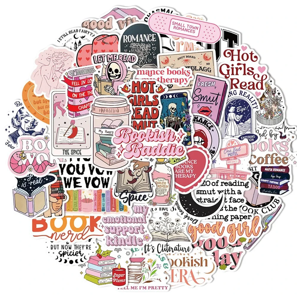 10/50/100/150pcs Bookish Smutty Reading Graffiti Stickers for Phone Laptop Notebook Waterproof Romantic Read Book Decals