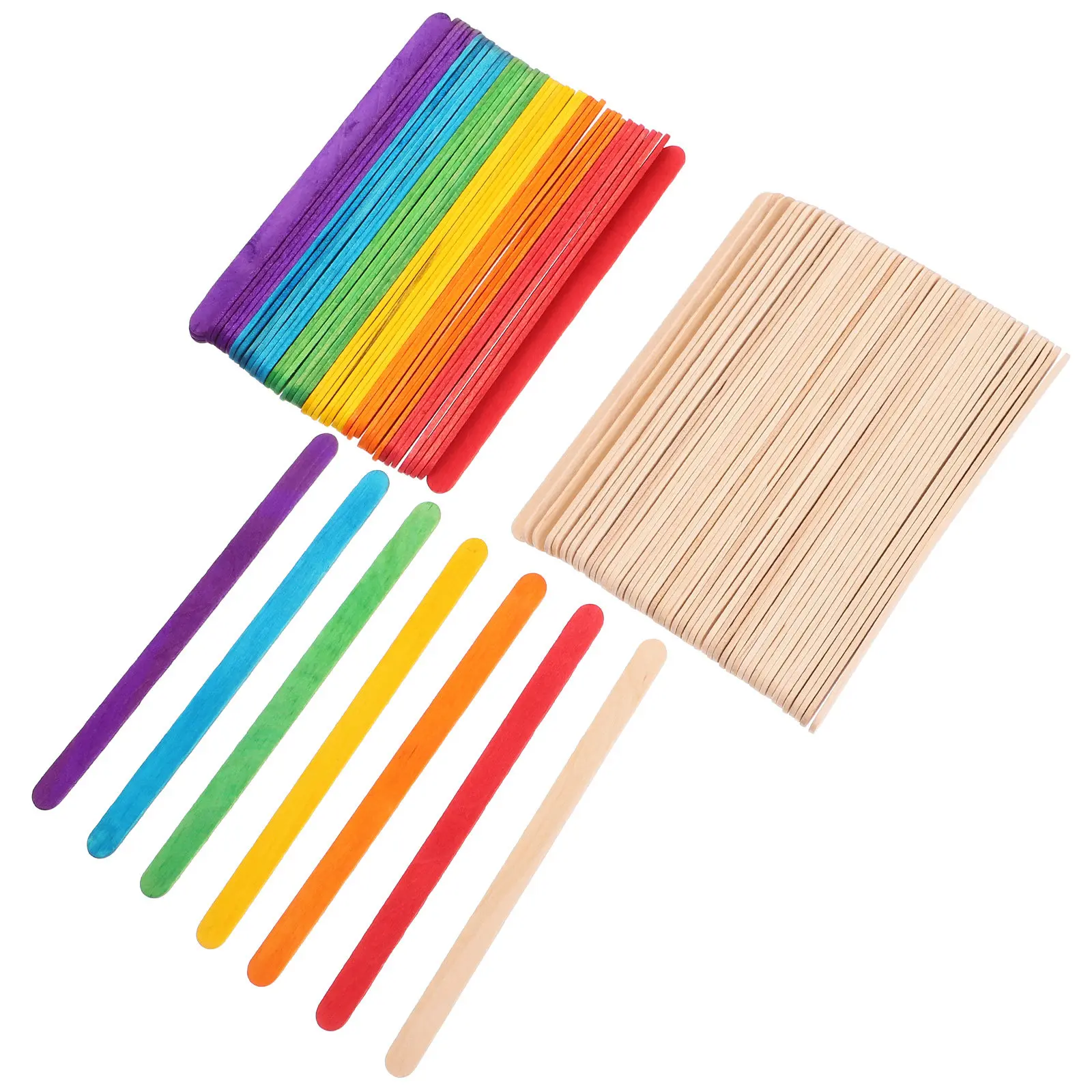200Pcs Colored Jumbo Wooden Ice Cream Sticks Assorted Colors for DIY Craft Home Art Projects Classroom Supplies