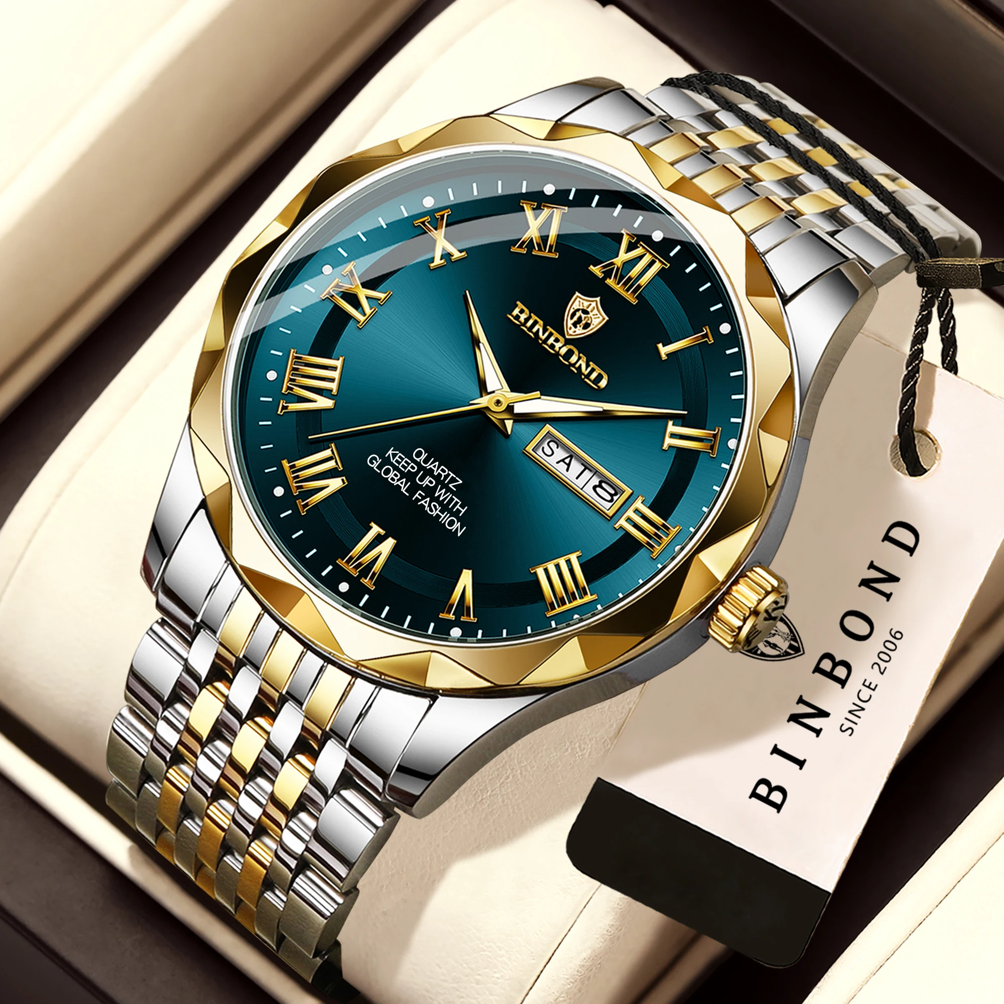 BINBOND นาฬิกาข้อมือควอตซ์หรูห - Smartwatch Luxury Watches For Men บทวิจารณ์และราคา