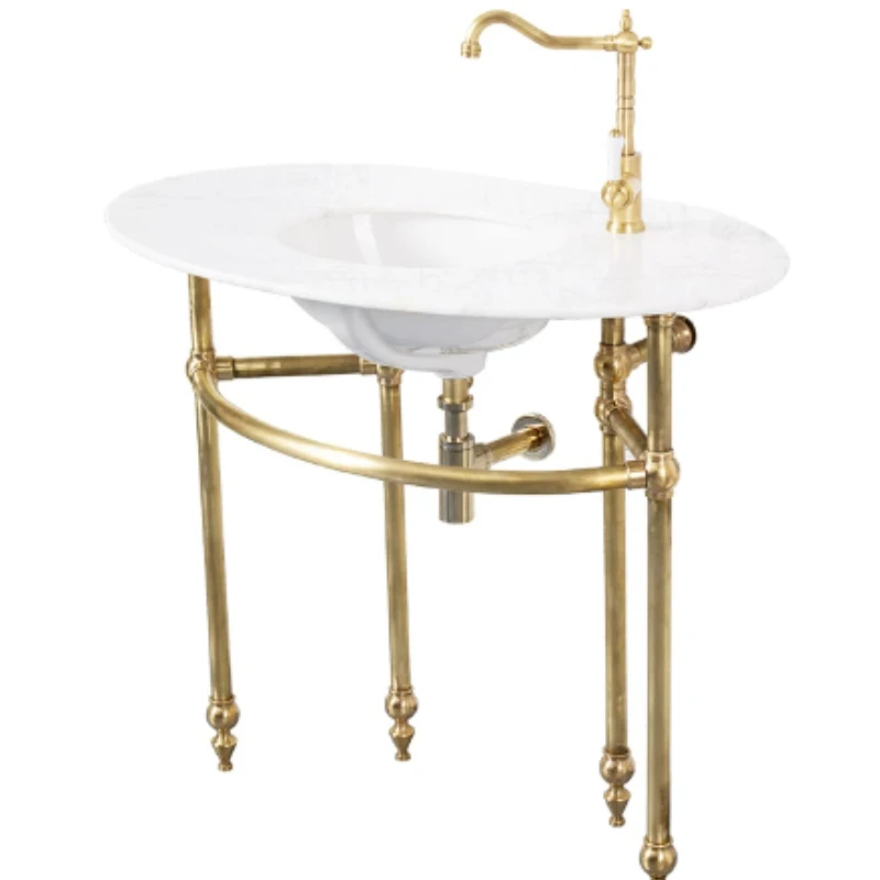 Yjq pure copper classical oval bracket basin retro countertop hotel villa creative wash basin