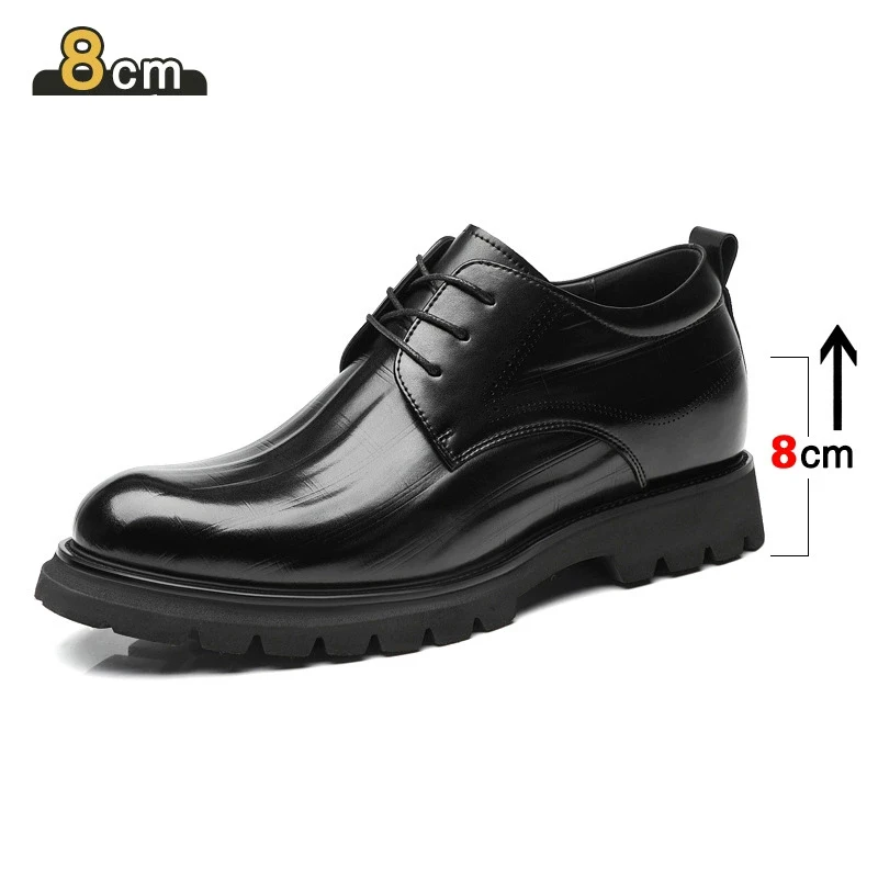 

Premium Height-Increasing Formal Derby Shoes for Men - Embossed Genuine Leather, Breathable & Commuter Ready