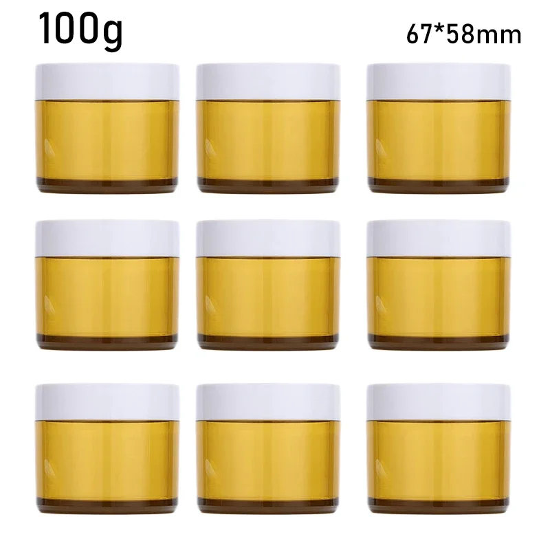 

6Pcs 100g Yellow Cream Jar PET Plastic Cosmetic Container Empty Skincare Makeup Pot Travel Jar Food Packing Cans Storage Box