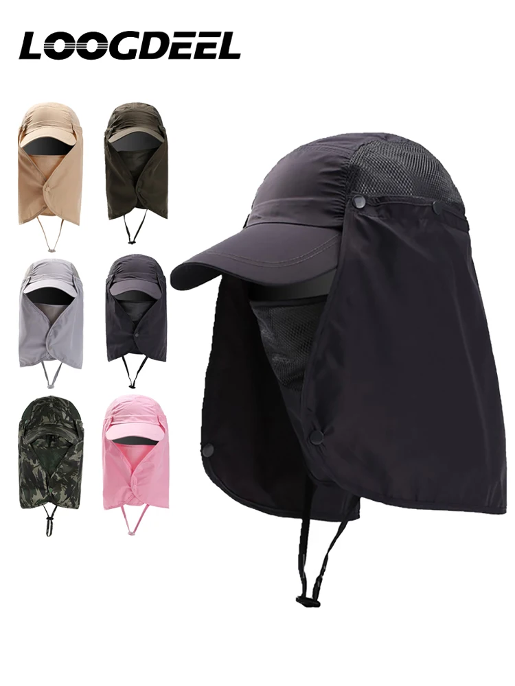AliExpress LOOGDEEL Breathable Quick-drying Sun Protection Hat Outdoor Sports Cycling Travelling For Men Women Fishing Cap Detachable Mask