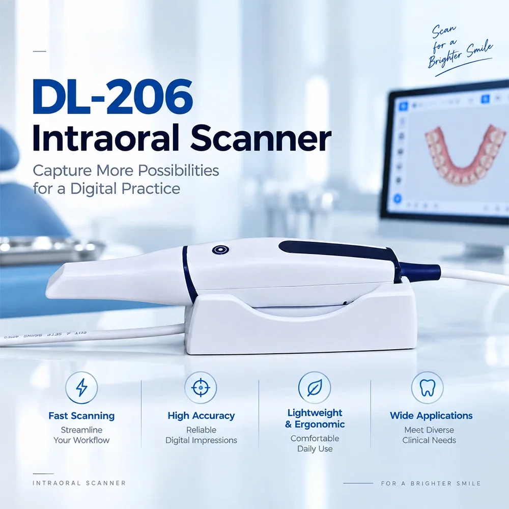 Smart DL206 Dental Intraoral 3D Scanner With Free Software Calibration Free and Ortho Simulation Cmos Technology Type-C Port