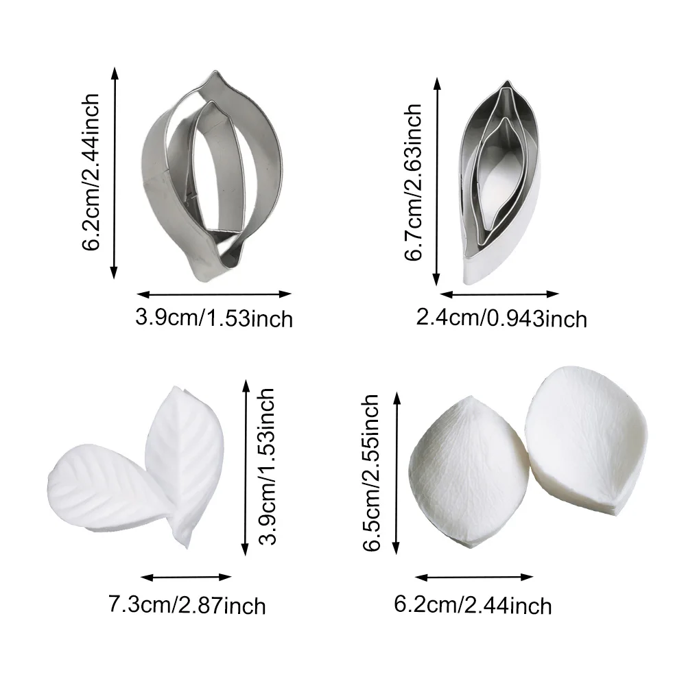 6pcs Gardenia Flower Petal Set Mold Silicone Mold Cutting Mold Fondant Cake Decoration Tools Kitchen Baking Tools Accessories