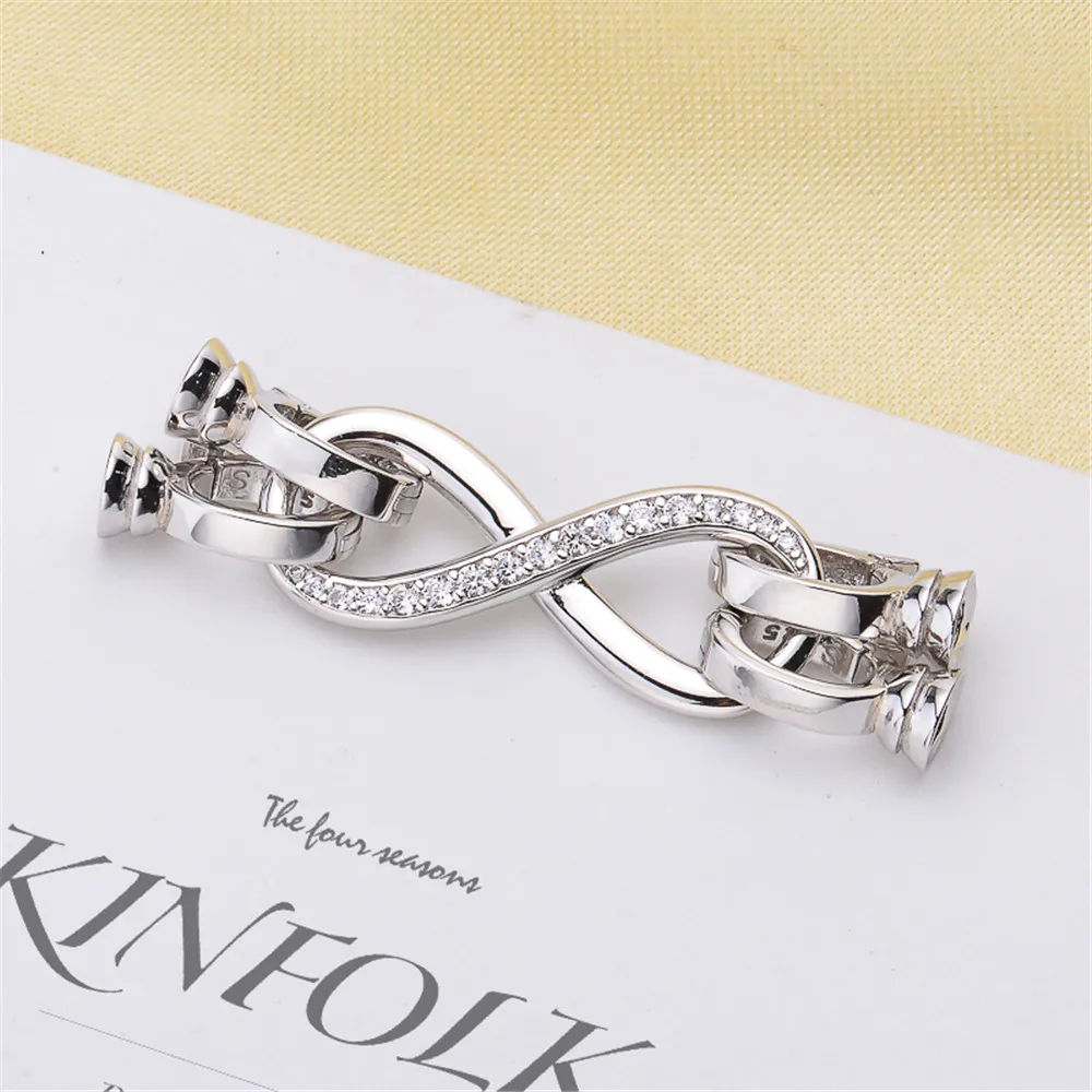 Solid S925 Sterling Silver Bracelet Clasps & Hooks DIY Handmade Pearl Necklace Connectors Material Fine Jewelry Accessories K011