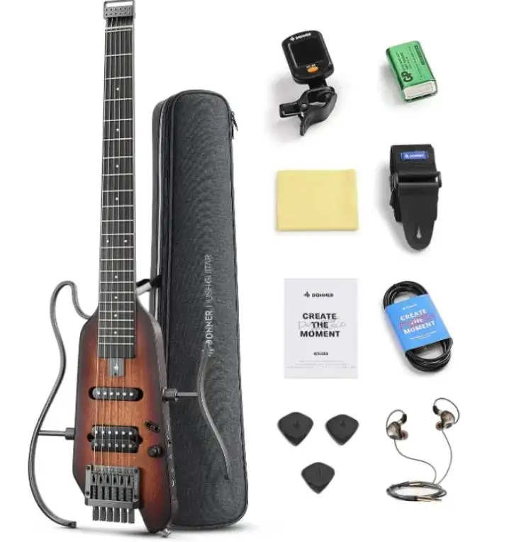 DONNER HUSH-X PRO Smart Lightweight Electric Guitar Portable Mute Built-in Effect Processor Full Set Tones Side Material Maple