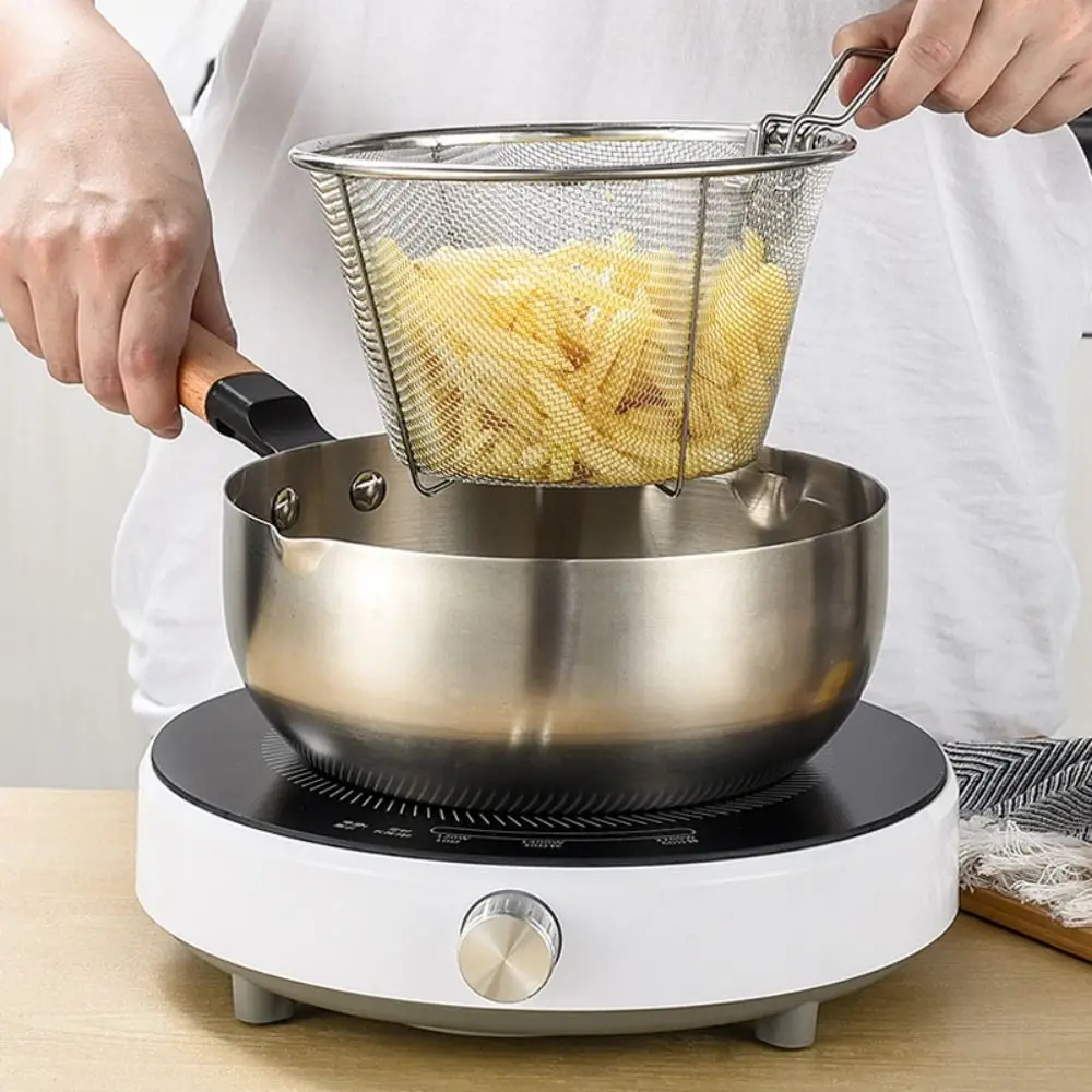 

Home French Fries Foldable Stainless Steel Mesh Net Kitchen Food Colander Cooking Tools Filter Frying Basket
