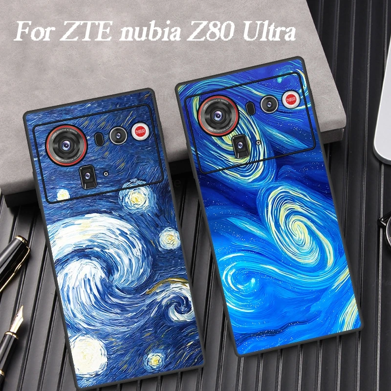 

Fundas For ZTE nubia Z80 Ultra Starry Night Moon Phone Leather Case Nubia Z70S Z60 Ultra Soft Silicone Cover nubia Z60 Z50 Ultra