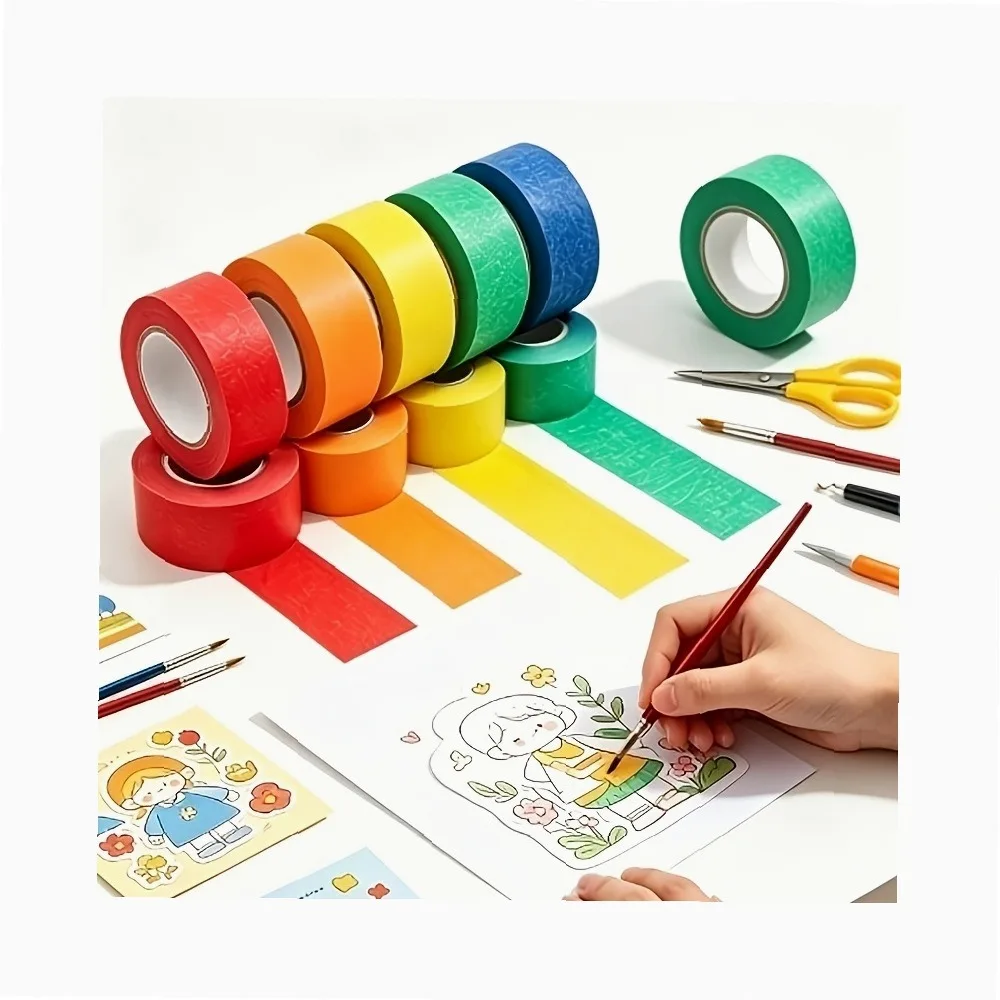 Multicolor Rainbow Washi Tape Set, 5 Colors Decorative Masking Tape for Journaling, Scrapbooking, DIY Crafts, Marking