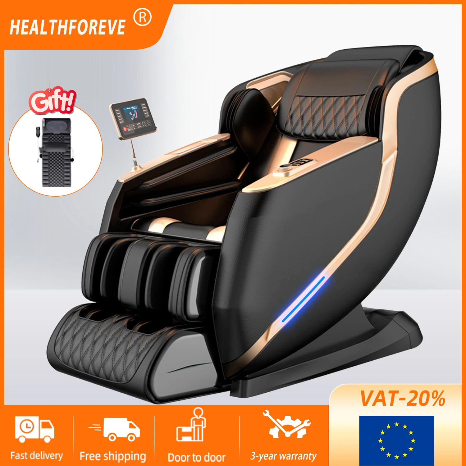 3-year warranty Massage Chair Zero Gravity Full Body Massage Chair Extra Large Shiatsu Recliner Bluetooth Speaker Calf Heating