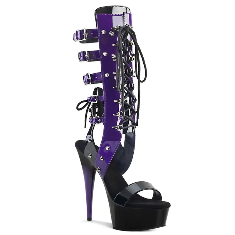2025 New Ladies Sandals Authentic Net Red Women's Shoes Fashion Show 15CM Stiletto Pole Cance Nightclub Boots High Quality - Image 5