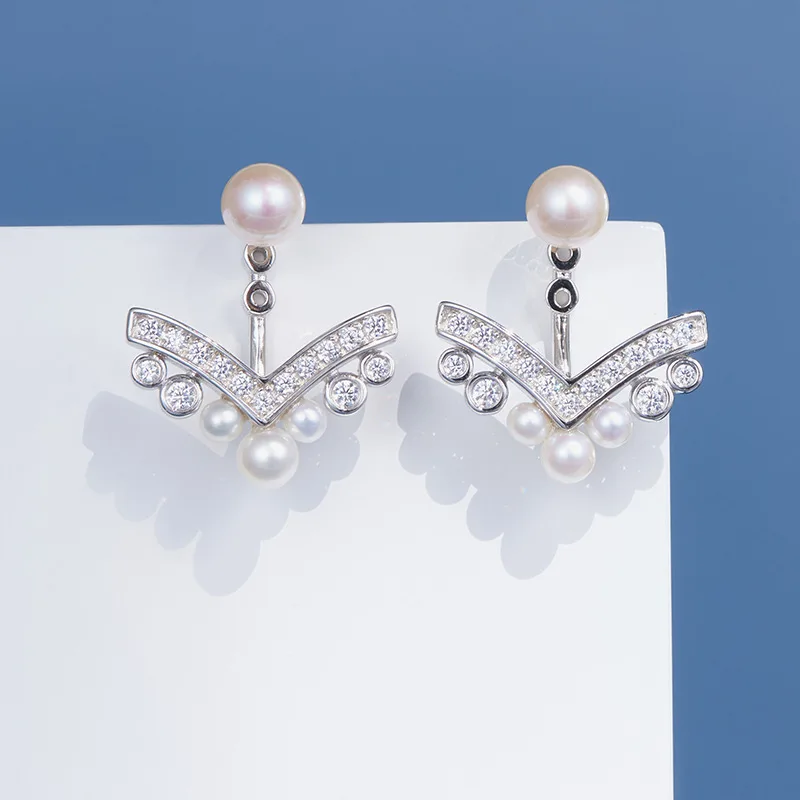 New personality temperament crown 925 sterling silver earrings natural glare pearl earrings factory direct sales