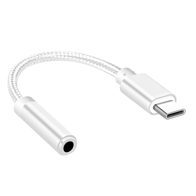 Type C To 3.5mm Earphone Audio Adapter Aux Cable Hifi Audio Dac Headphone Adapter Braided Cable