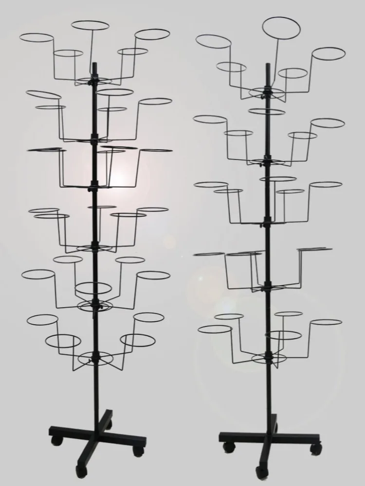 Metal Coat Racks Floor Hat Stand Modern Display Hat Standing Floor Clothes Hanger Rotating Hats Rack 360 Interior Furniture