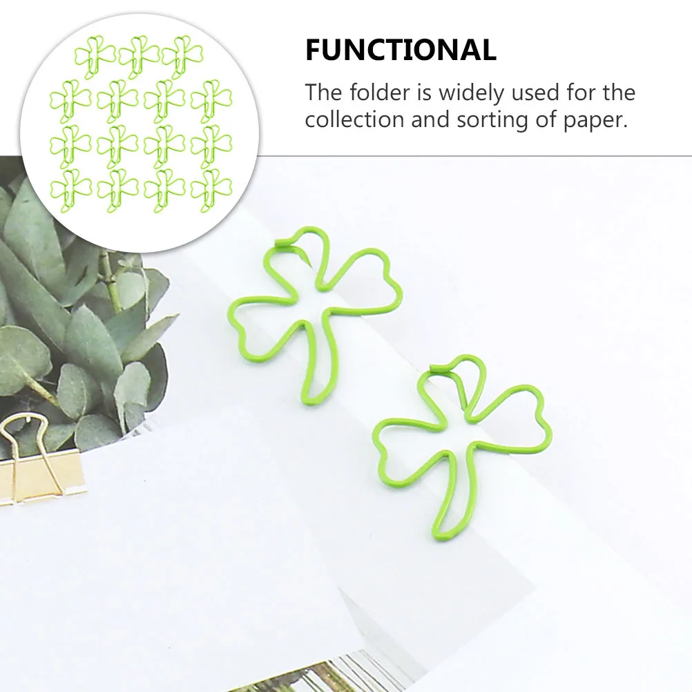 45 pcs Clover Shaped Paper Clips Bookmark Pins Creative Stationery Organizer For Notes Cards Photos Scrapbooks Office School
