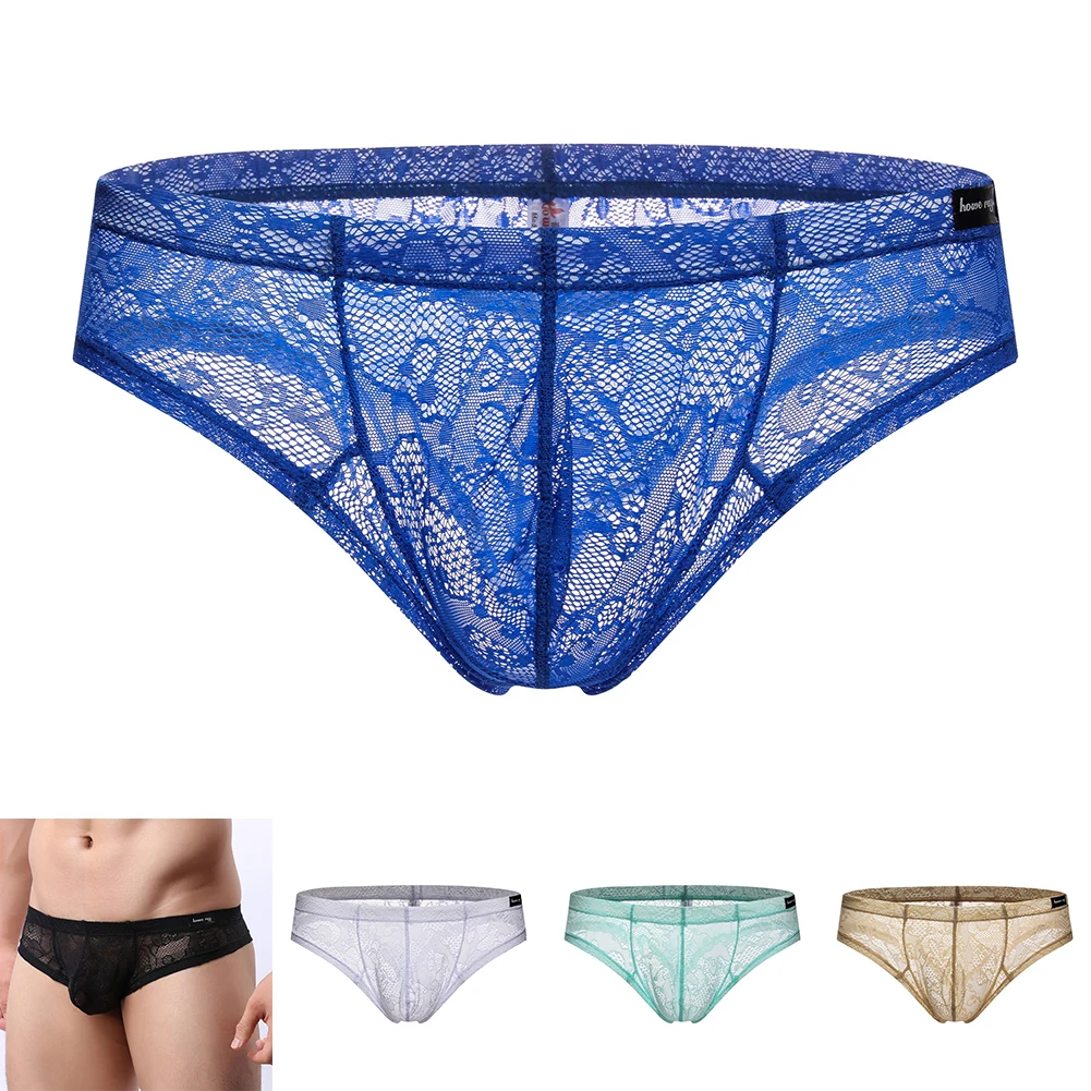 

2025 New Men Sexy Pouch Breathable Underpants Underwear Lace Comfort See Through Briefs
