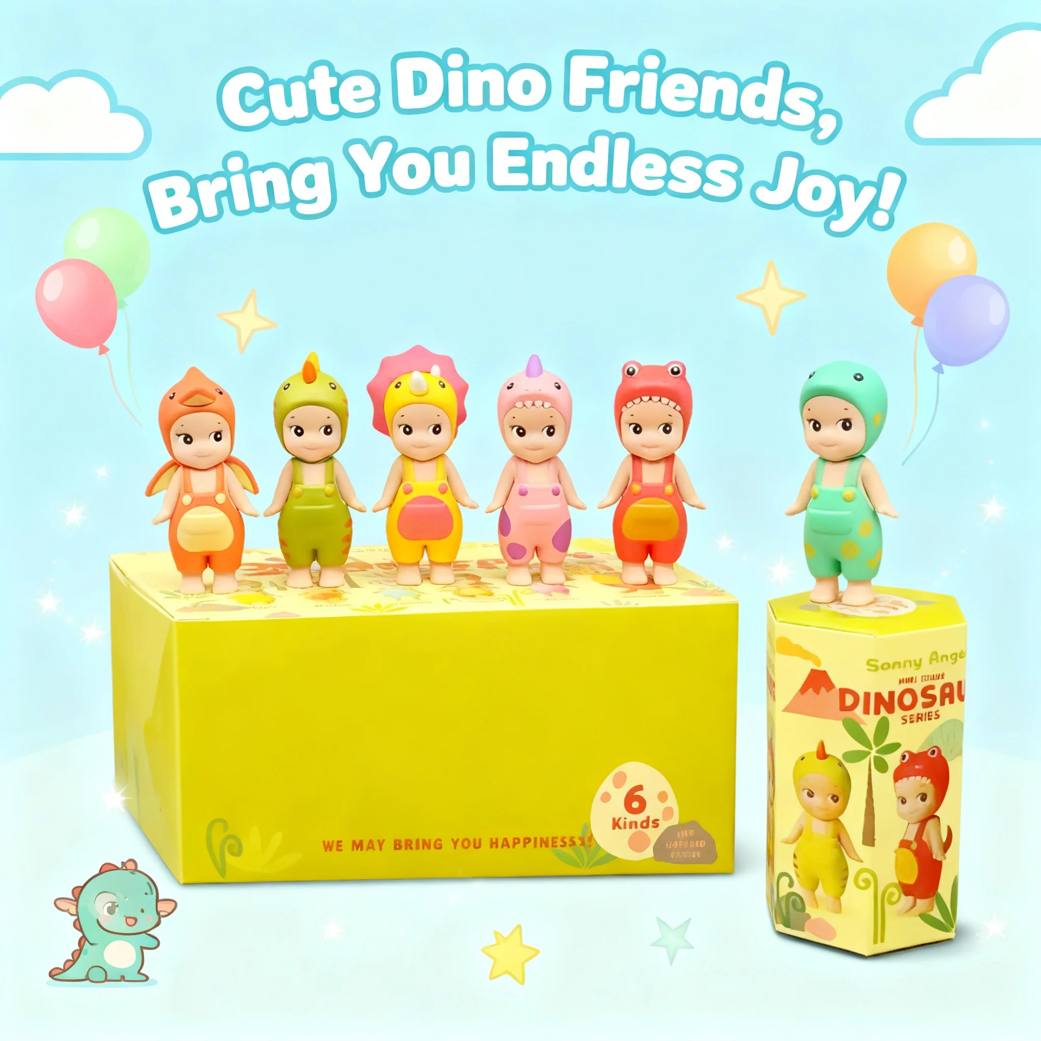

Cute Angel Blind Box Mystery Box Dinosaur Series Mini Anime Figurines Car Ornaments Children's Christmas and Birthday Gifts