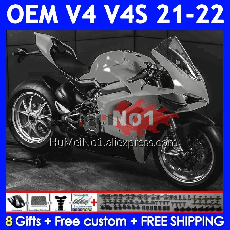 Injection Body For DUCATI Panigale V4 V 4 S R V4S V4R 21-22 Year 328No.60 V4-S Glossy Grey V4-R 2021 2022 21 22 OEM Fairing Kit