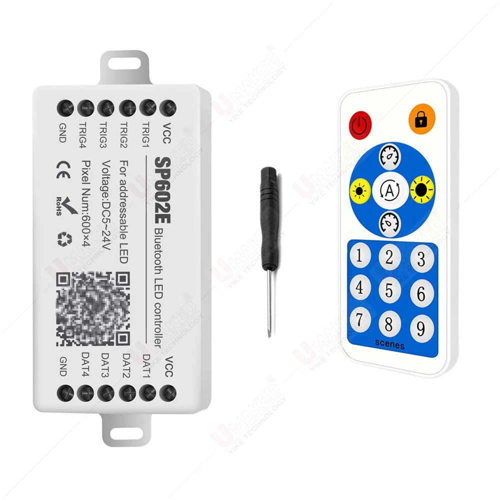 SP602E Bluetooth LED Lights Strips Controller Music Sync 4-Output for WS2812B WS2811 SK6812 LED Pixels Strip Light 2815 RGB LED