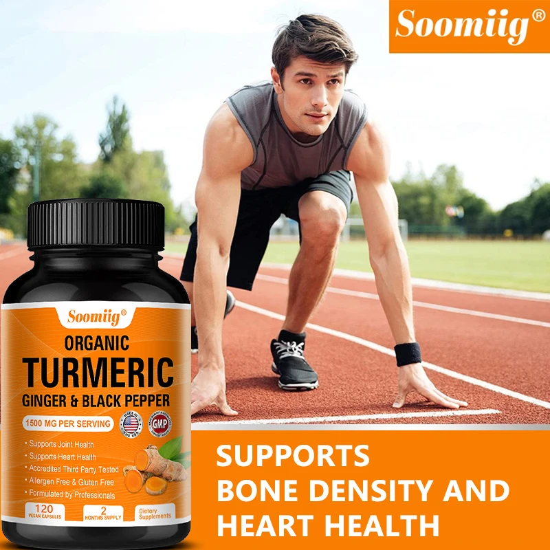 

Organic Curcumin with Black Pepper and Ginger, 1500 Mg, Heart Healthy, Joint and Digestive Health, Antioxidant, Gluten Free