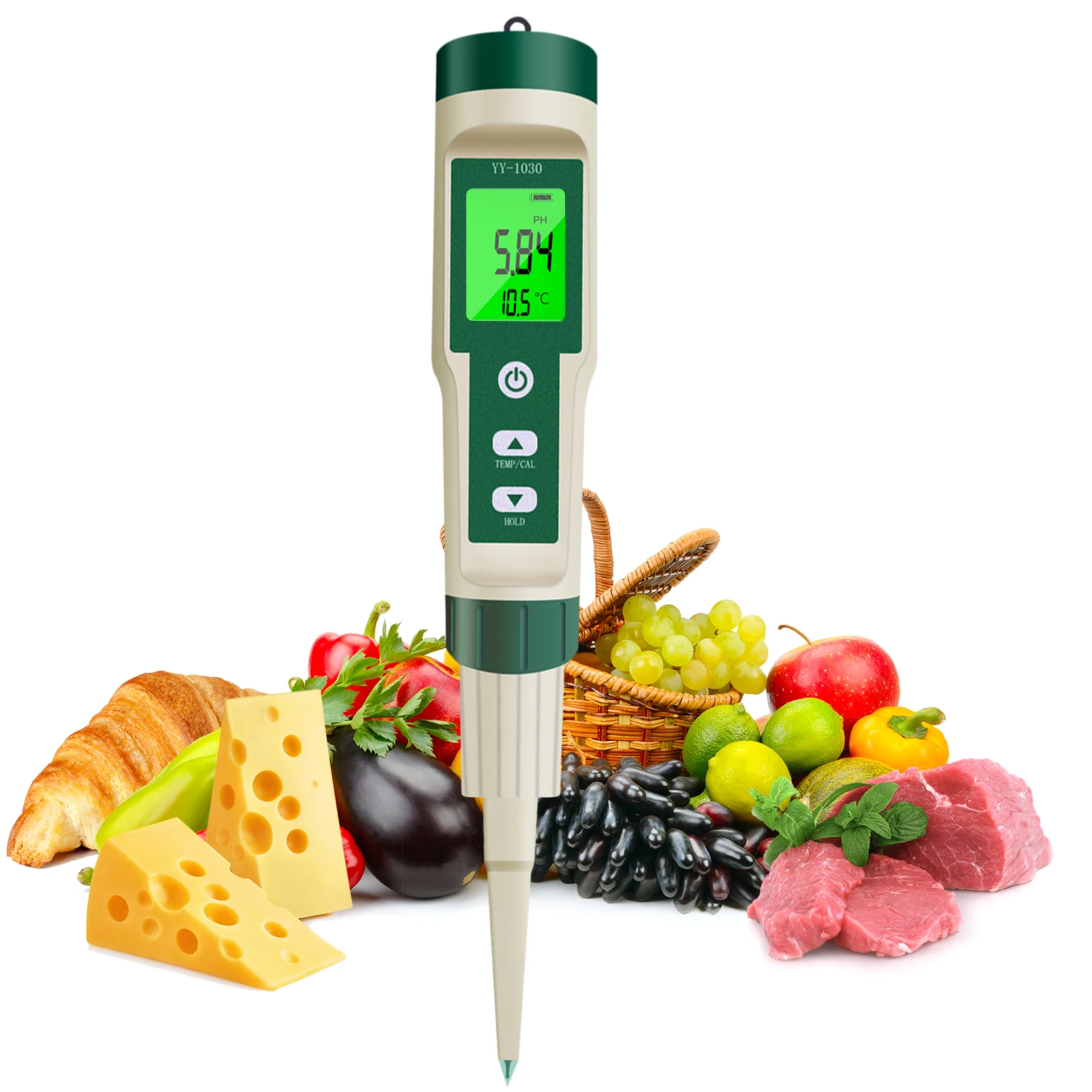 

Food pH Meter, Digital Pocket pH Pen Tester with Backlit and ATC for Sourdough and Bread, Meat, Cheese, Jam, Canning, Soft Soil