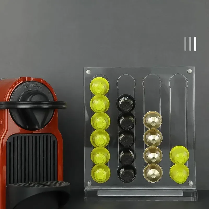 

20/48 PCS Acrylic Nespresso Coffee Capsule Pods Holder Tower Stand Coffee Magnet Storage Display Rack