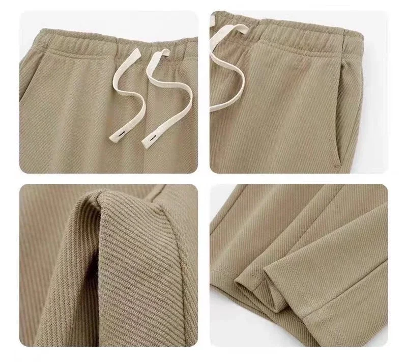 Spring Autumn Men Sweatpants Korean Fashion Sportswear Drawstring Wide Leg Straight Track Pants Male Casual Loose Trousers 5XL