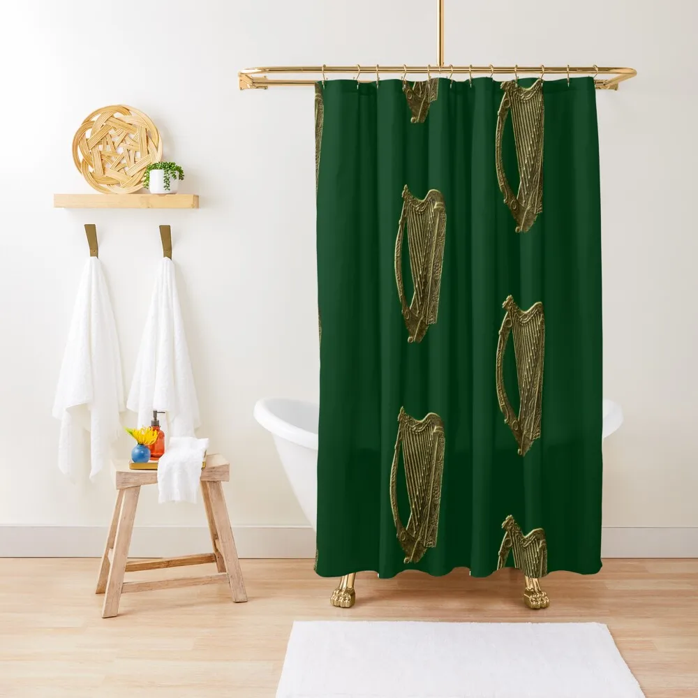

The Green Golden Irish Celtic Harp Shower Curtain For Bathroom Toilet Accessories Bathroom Bathroom Shower Set Curtain
