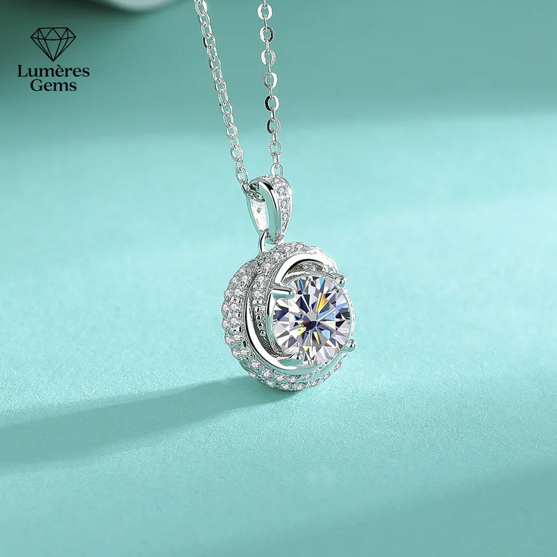 Lumière Gems Platinum PT950 Morganite Necklace Pendant - Classic, Fine Craftsmanship, Rotating, Fashionable, Simple Design