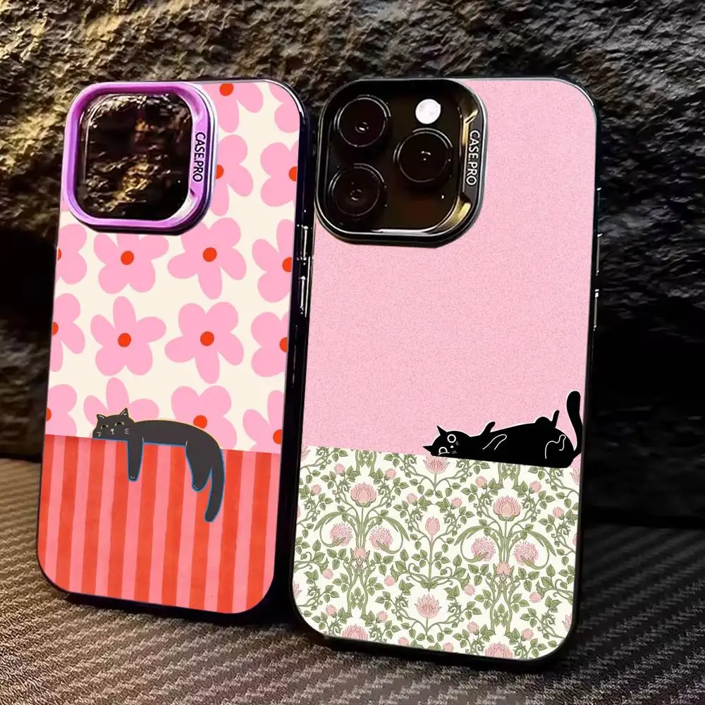 

Funny Cat Collage stripes Phone Case For iPhone 17, 16,15,14,13,12,11 Plus,Pro Max, Colorful Silver Funda Cover