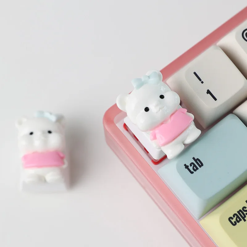 Resin cross keycap personalized customization cute bear DIY mechanical shaft cute fun